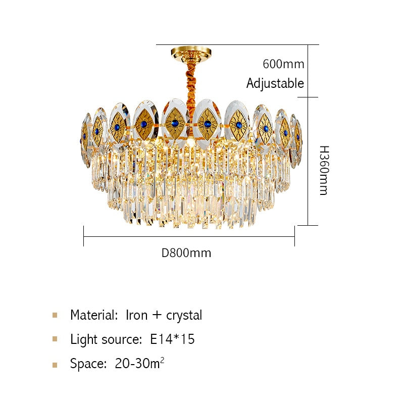 Eliana Oval Inlay Three-Tiered Crystal Chandelier