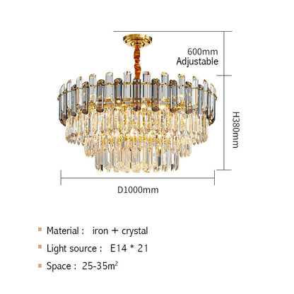 Luis Rounded Three-Tier Crystal Cut Edge Chandelier