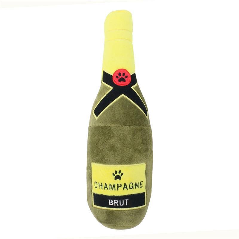 Champagne Squeaky Plush Dog Wine Bottle Toy