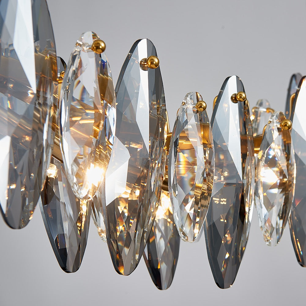 Zoey Oval Cut Smokey Crystal And Copper Bar Chandelier