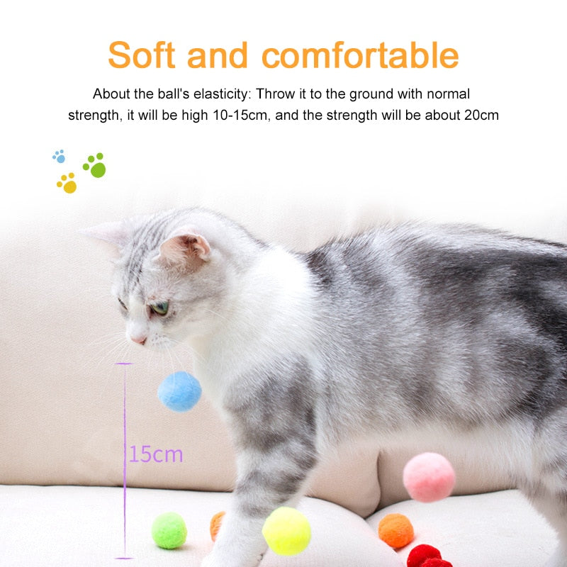 Cute Colorful Stretchy Plush Ball Cat Kitten Toy