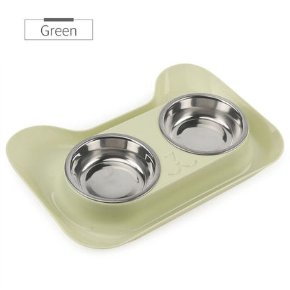 Cute Cat Ear Elevated Double Food Bowl Feeder