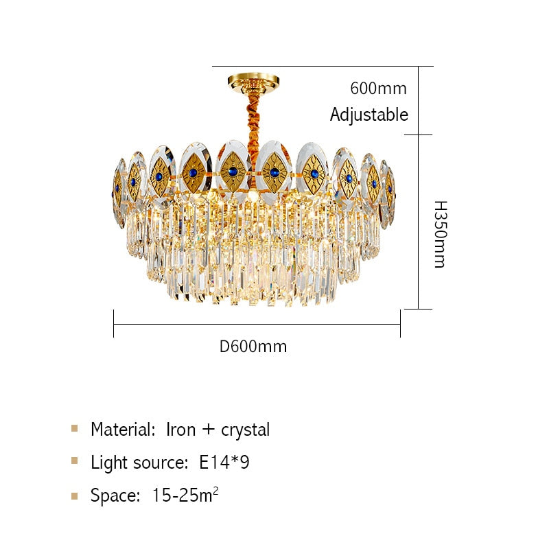 Eliana Oval Inlay Three-Tiered Crystal Chandelier