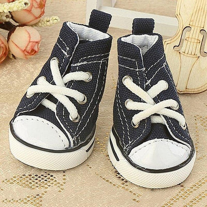 Denim Laces Dog Puppy Sneaker Canvas Shoes