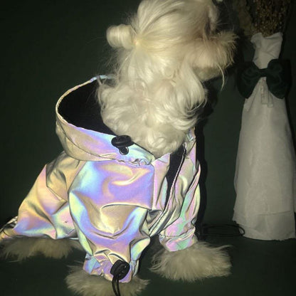 Flashy Glossy Dog Hoodie Waterproof Jacket