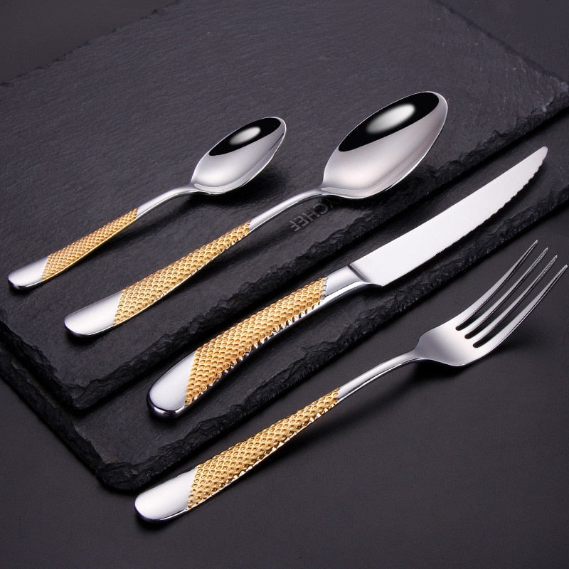 Ferran Diagonal Textured Stainless Steel Cutlery Set