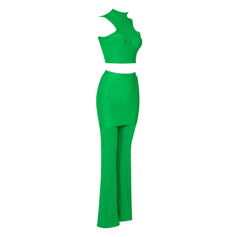 Green Form-Fitting Two-Piece Set
