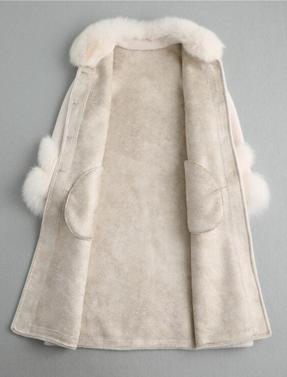 Fox Fur Trimmed Wool Coat
