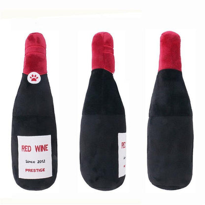Champagne Squeaky Plush Dog Wine Bottle Toy