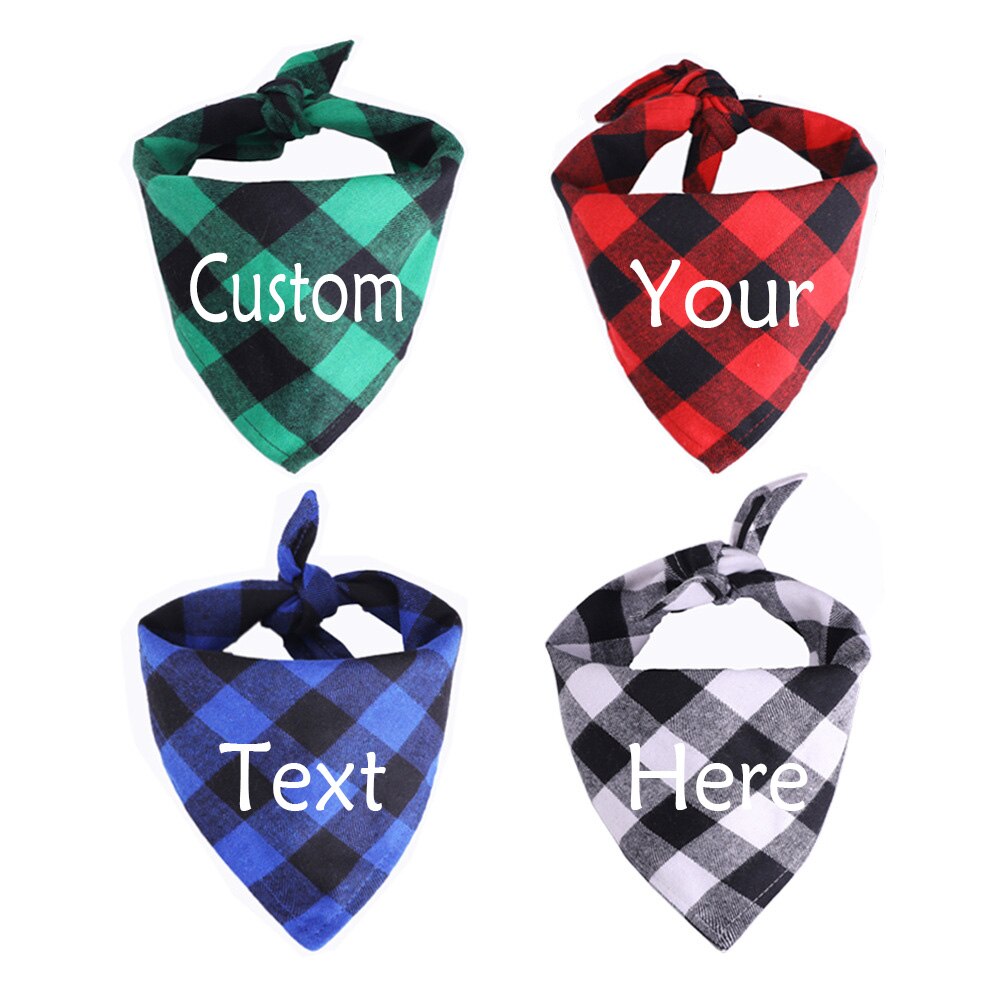 Custom Personalized Plaid Dog Bandana Cotton Scarf