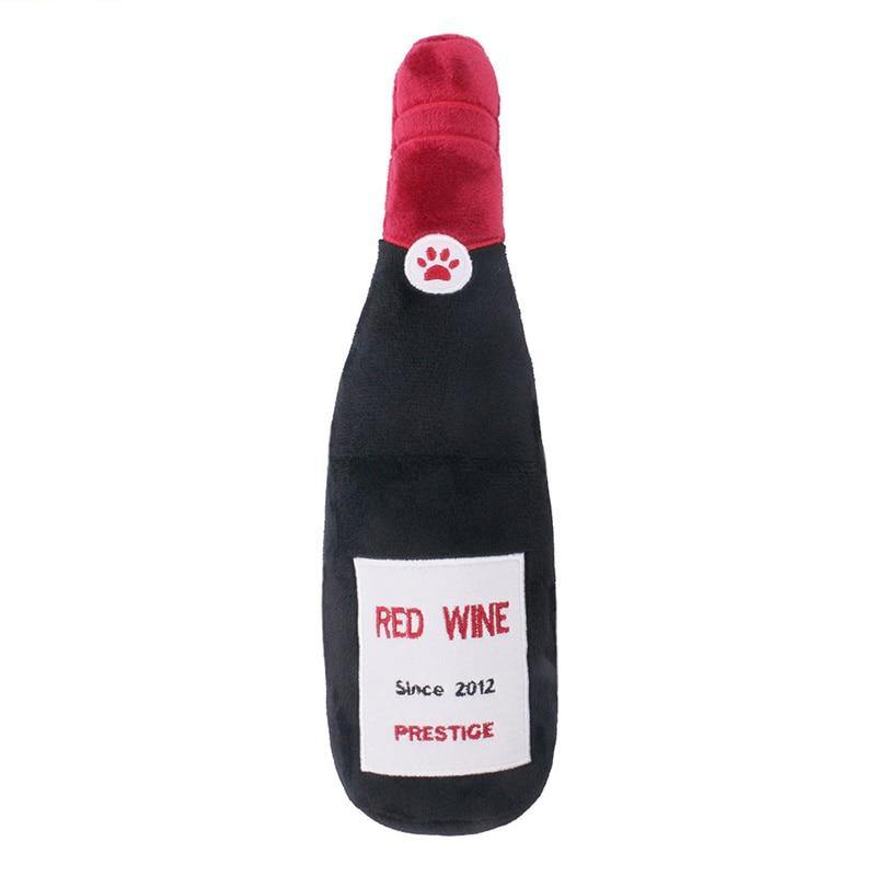 Champagne Squeaky Plush Dog Wine Bottle Toy