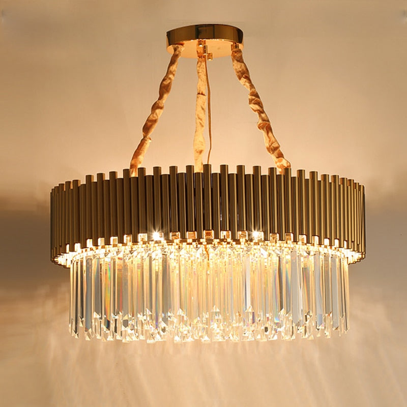 Rylee Gold Edged Beveled Crystal And Copper Ring Chandelier