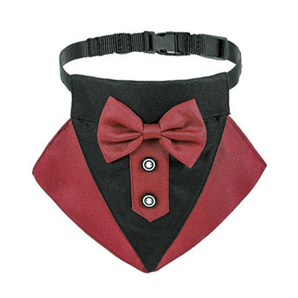 Formal Dog Puppy Tuxedo Bandana Collar With Bow Tie