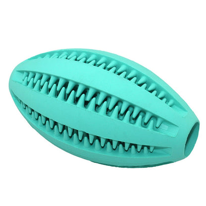 Football Shaped Interactive Bite Resistant Treat Rubber Toy