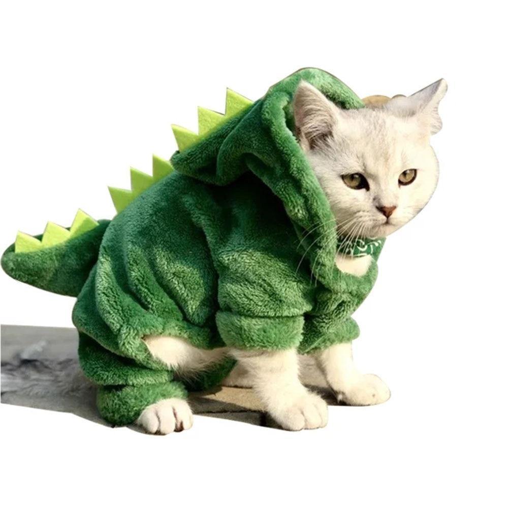 Cat Dinosaur Costume Warm Cat Kitten Coat Fleece Hoodie Costume