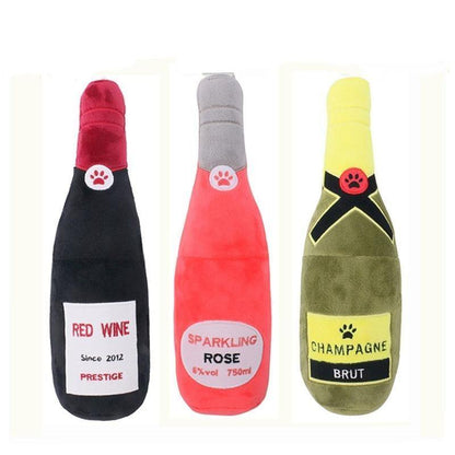 Champagne Squeaky Plush Dog Wine Bottle Toy