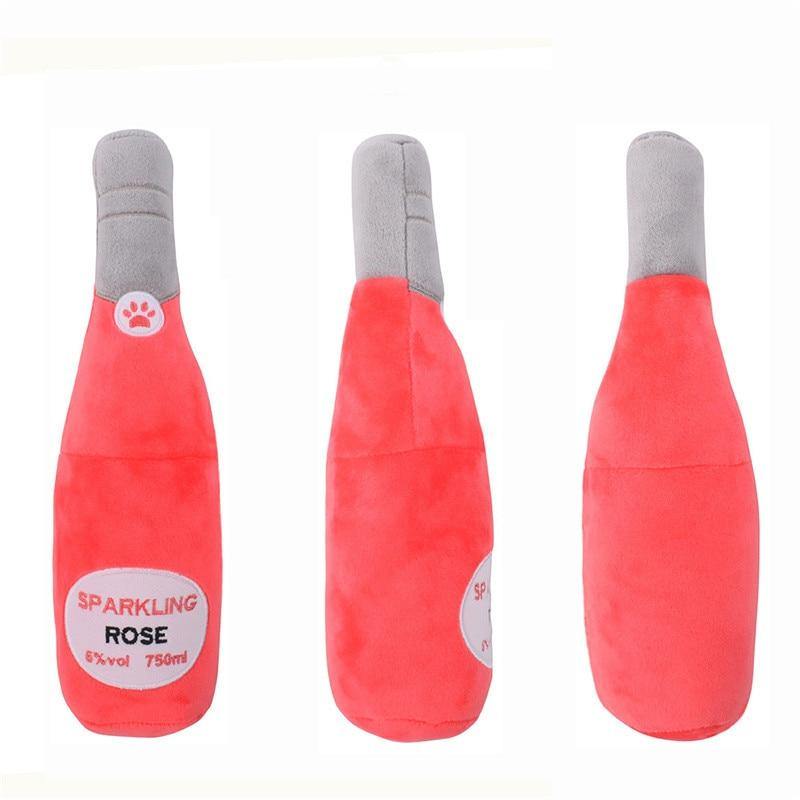 Champagne Squeaky Plush Dog Wine Bottle Toy