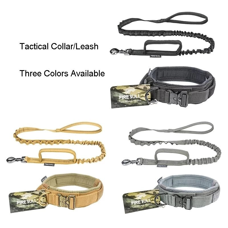 Tactical Big Dog Collar and Leash Adjustable Set