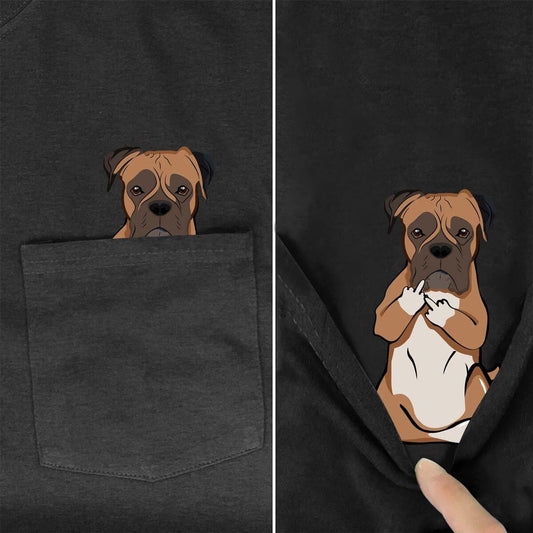 Boxer Middle Finger Pocket Dog T-Shirt