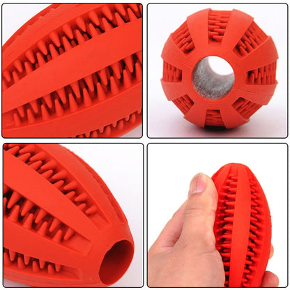 Football Shaped Interactive Bite Resistant Treat Rubber Toy