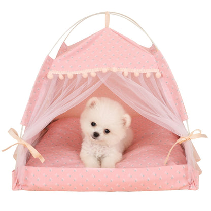 Portable Dog Pet Enclosed Indoor Tent House Bed