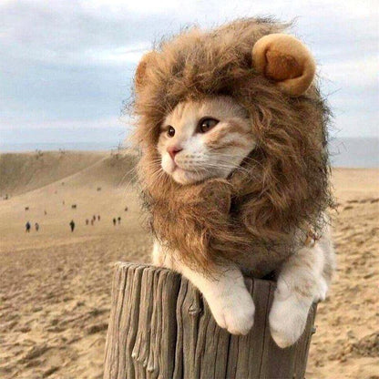 Lion Mane Dog Cat Wig Hat Costume