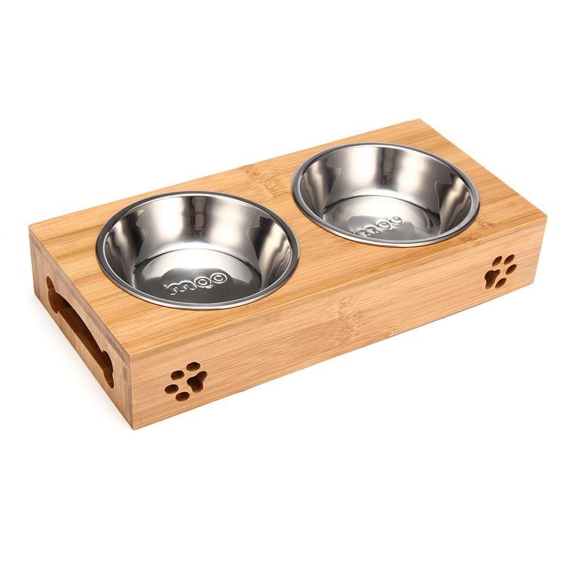 Stainless Steel Bamboo Dog Bowl