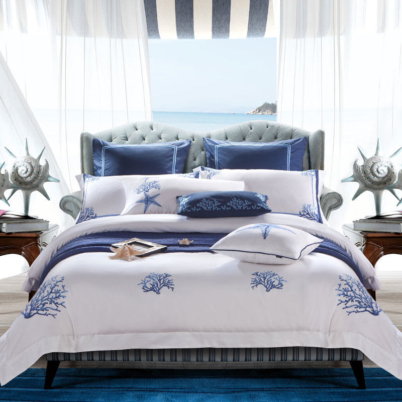 Amellora Egyptian Cotton Embroidered Tribute Silk Duvet Cover Set