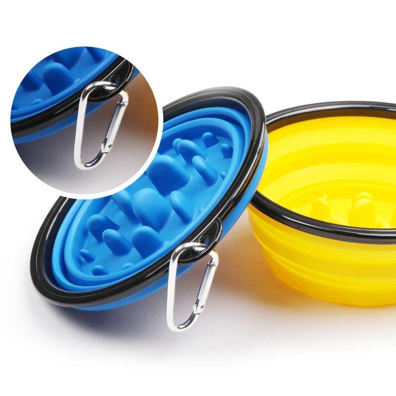 Collapsible Portable Pet Dog Travel Training Slow Feeder Bowl