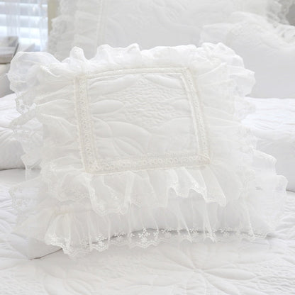 Amani Double-Layered Ruffled Cotton Lace Duvet Cover Set