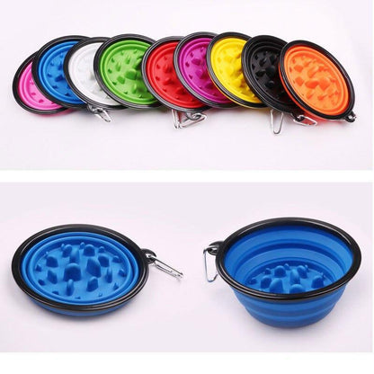 Collapsible Portable Pet Dog Travel Training Slow Feeder Bowl