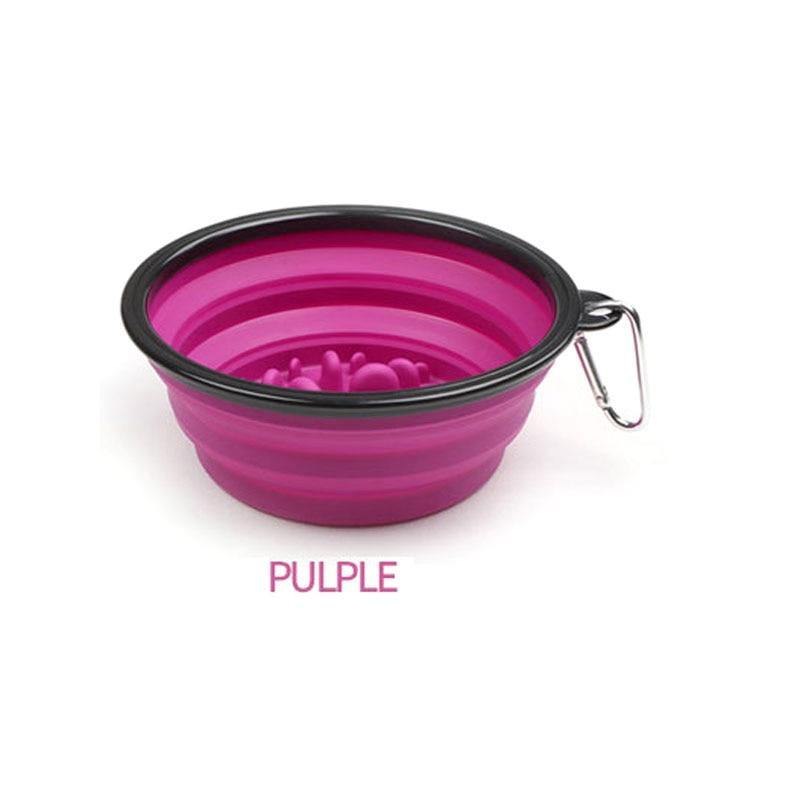 Collapsible Portable Pet Dog Travel Training Slow Feeder Bowl