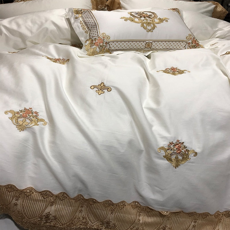 Karlena Oriental Egyptian cotton Embroidery Luxury Royal Duvet Cover Set
