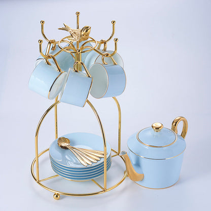 Madaluza Luxury Gold Blue Bone China Tea/Coffee Set