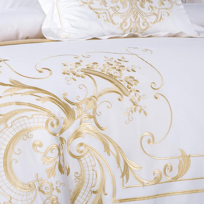 DeLuxxe White Egyptian Cotton Embroidery Duvet Cover Set