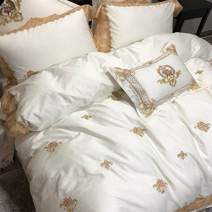 Karlena Oriental Egyptian cotton Embroidery Luxury Royal Duvet Cover Set