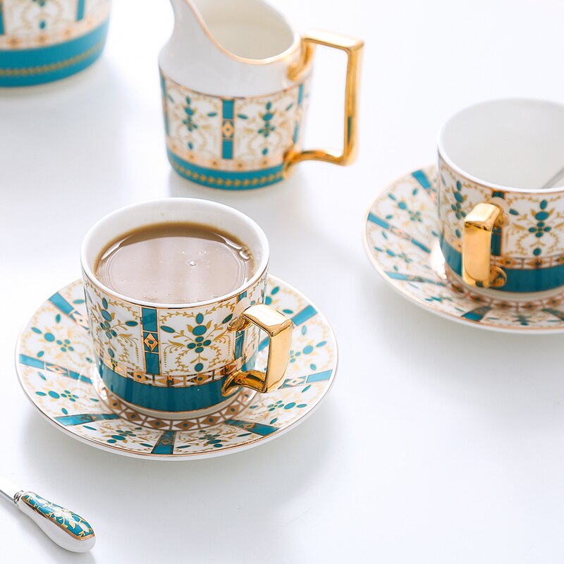 Tezzarina Porcelain Luxury Gold Bone China Tea and Coffee Set