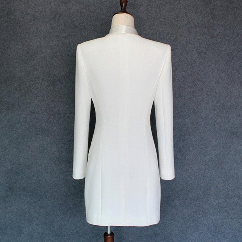 Double-Breasted Blazer Dress in White