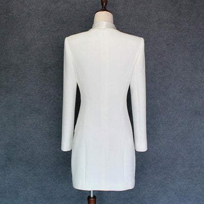 Double-Breasted Blazer Dress in White