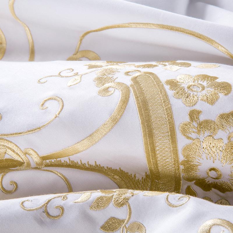 DeLuxxe White Egyptian Cotton Embroidery Duvet Cover Set