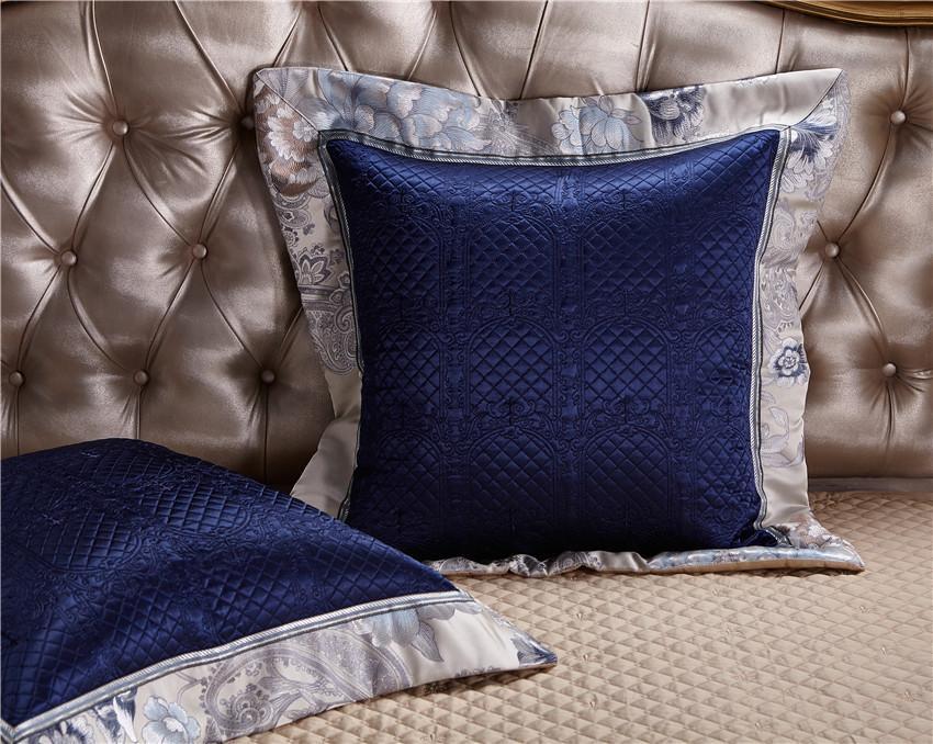 Impero Blue Silver Silk Cotton Jacquard Luxury Chinese Duvet Cover Set