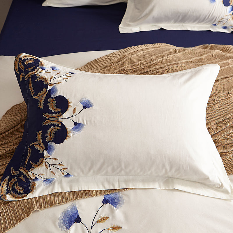 Zaydena Luxury Embroidered Egyptian Cotton Duvet Cover Set