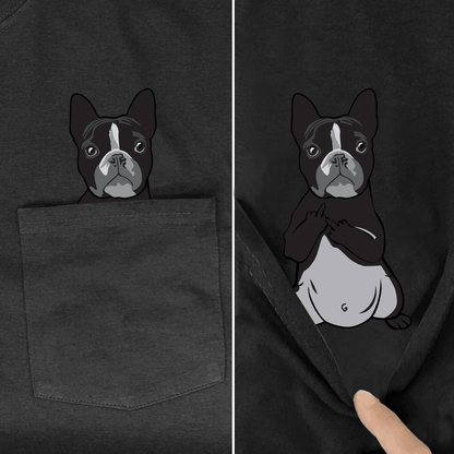 Funny French Bulldog Pocket Printed T-Shirt
