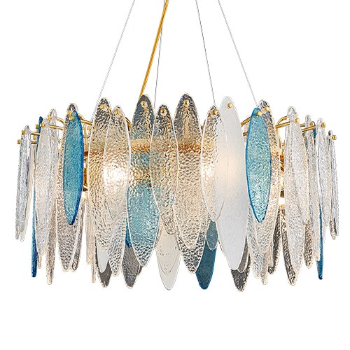 Leslie Frosted Textured Teardrop Glass Ring Chandelier