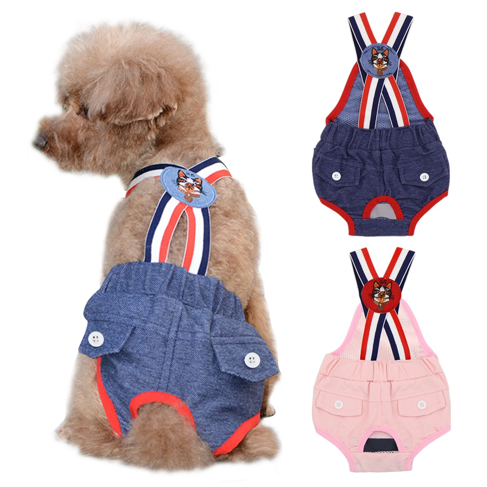 Dog Washable Diaper Overall Clothing Pants