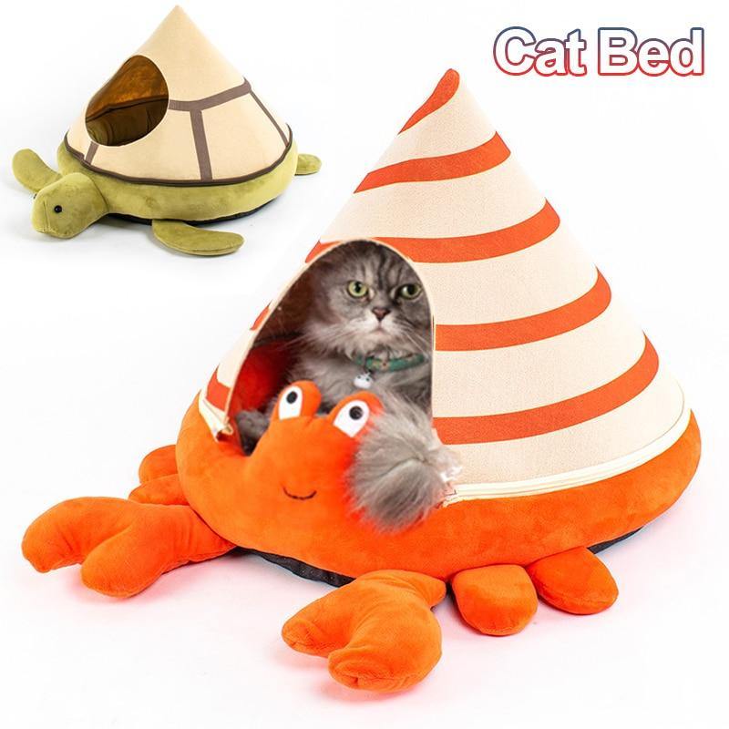 Cute Crab Turtle Sea Cat Enclosed House Bed
