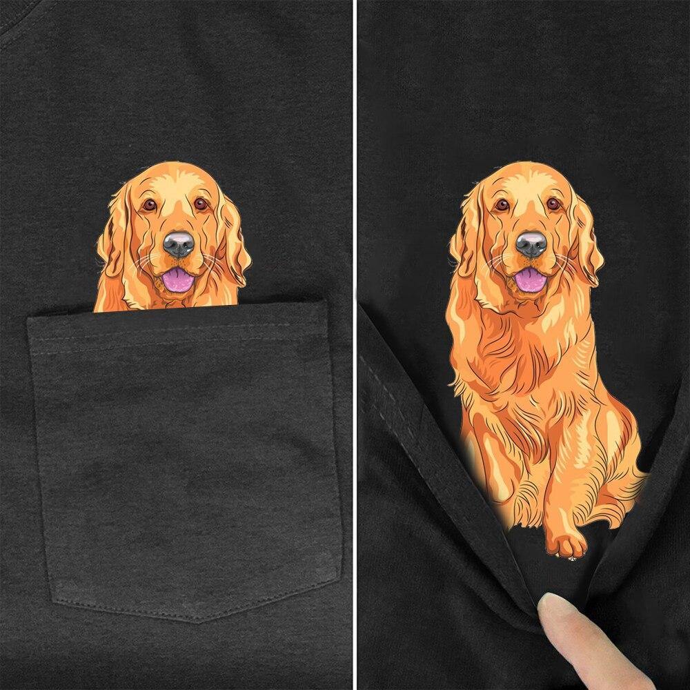 Pocket Dog Golden Retriever Cotton T-Shirt