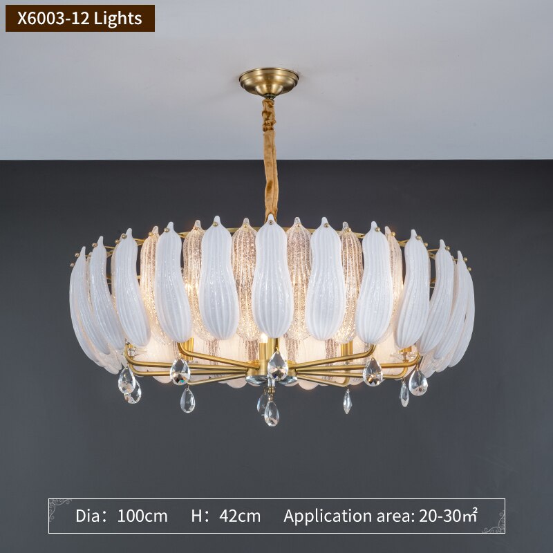 Vanessa Art Deco Translucent Glass And Crystal Ring Chandelier
