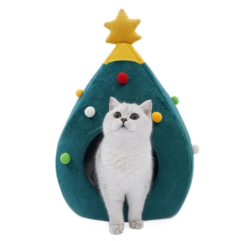 Christmas Tree Cat Winter Bed Litter House