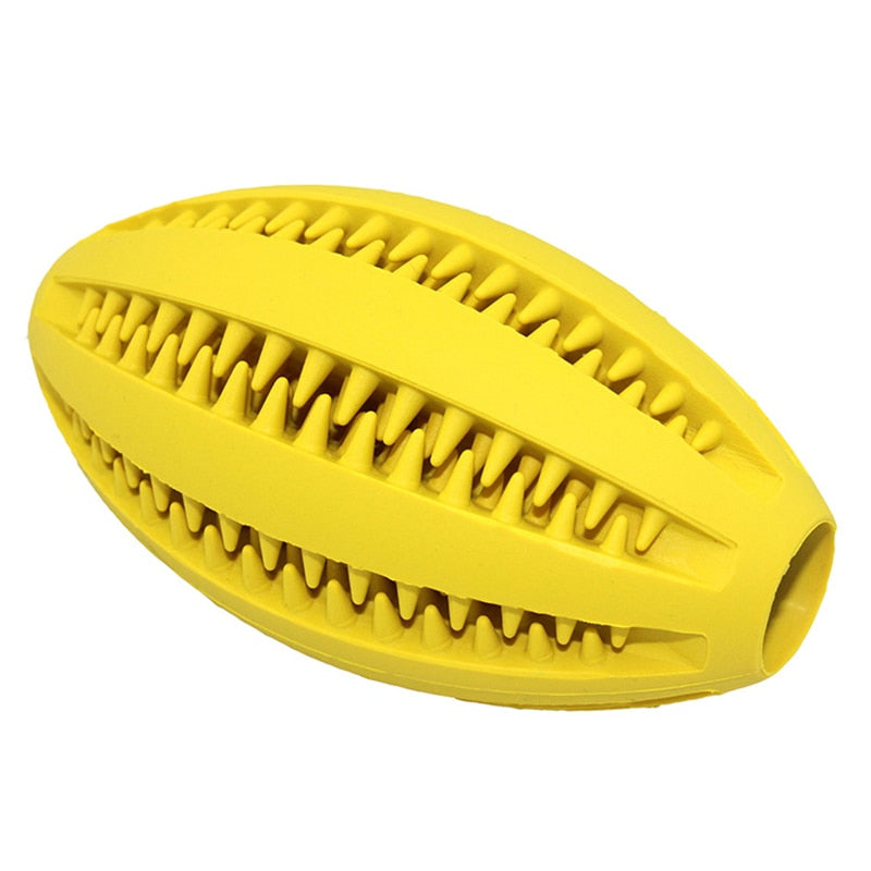 Football Shaped Interactive Bite Resistant Treat Rubber Toy